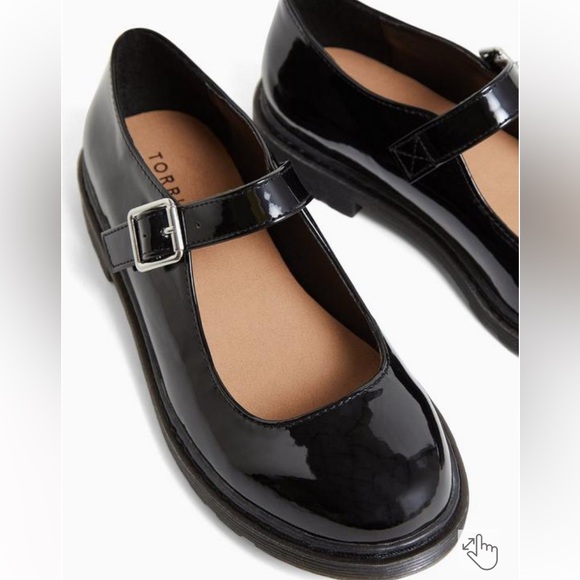 Torrid 10 WW Black Faux Leather Mary Jane Oxford Flat - Picture 4 of 9